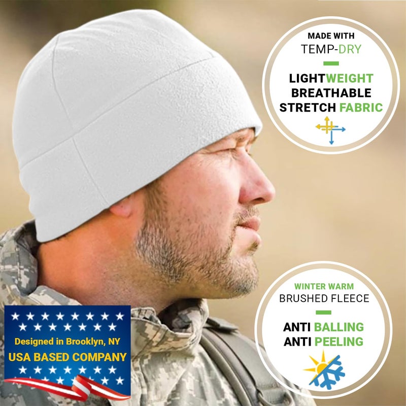 Temple Tape Tactical Fleece Watch Cap Beanie â€“ Skull Cap Fleece Hat - 2 Pack Black/Pure White - XL (for Larger Heads) - Image 5